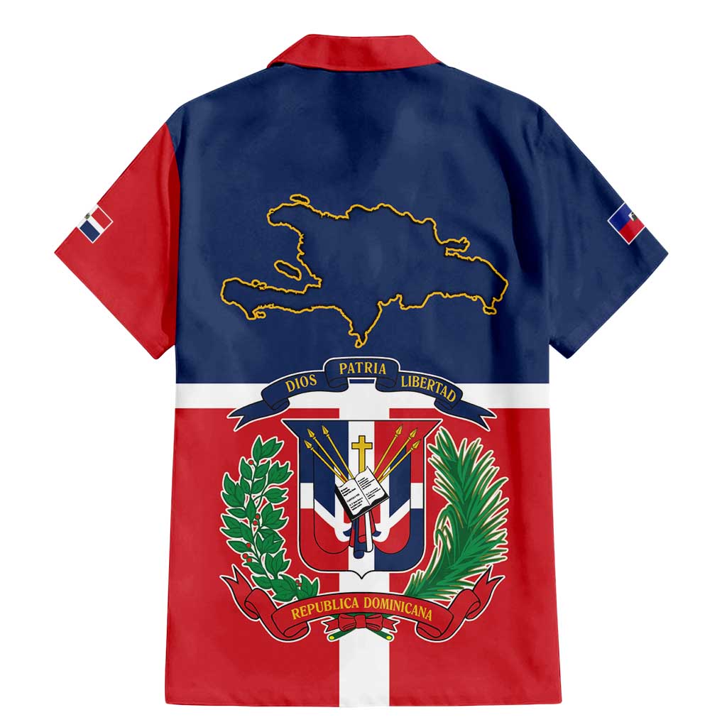 Hispaniola Map Family Matching Mermaid Dress and Hawaiian Shirt Dominican Republic Haiti Flag Together