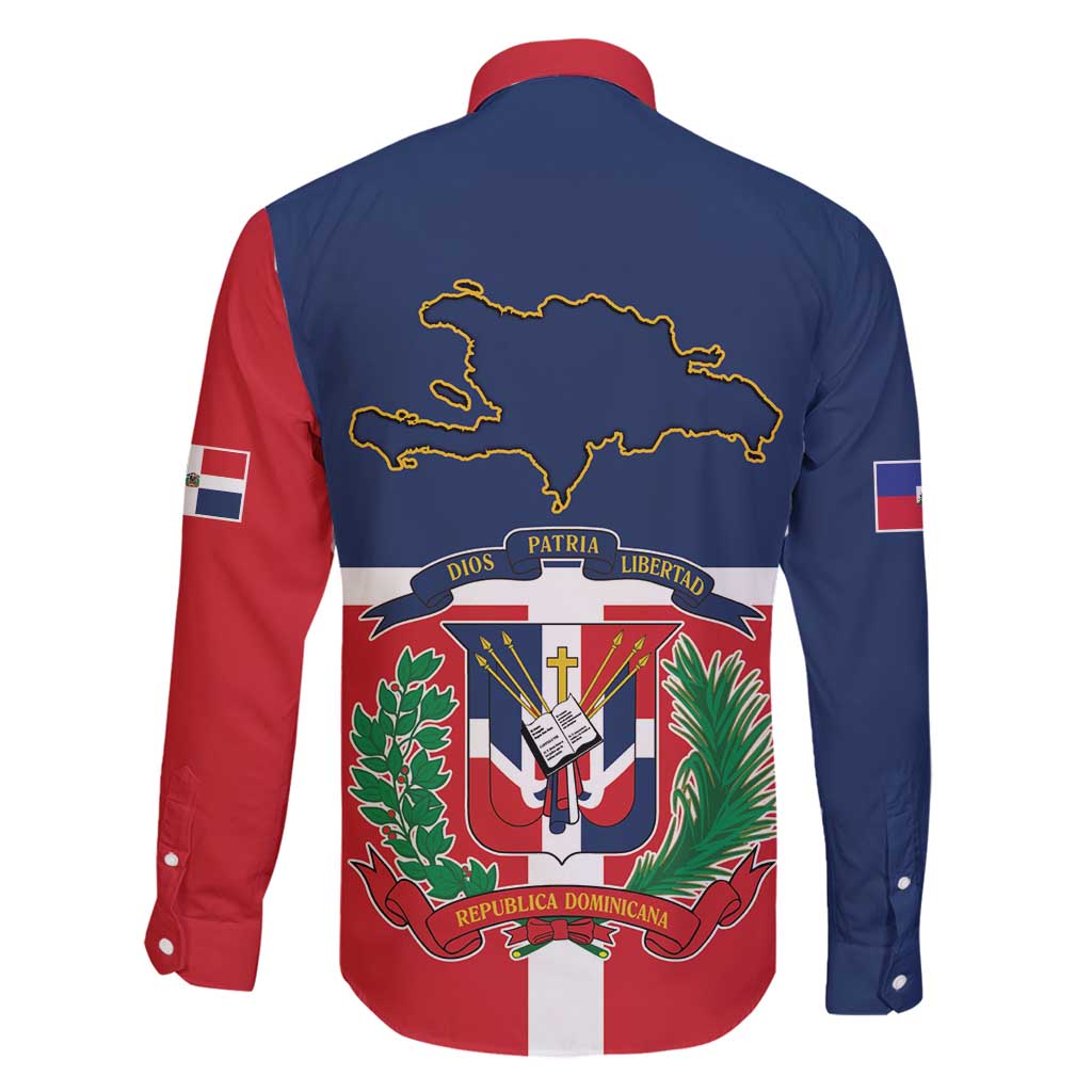 Hispaniola Map Family Matching Mermaid Dress and Hawaiian Shirt Dominican Republic Haiti Flag Together