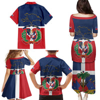 Hispaniola Map Family Matching Puletasi and Hawaiian Shirt Dominican Republic Haiti Flag Together