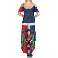 Hispaniola Map Family Matching Summer Maxi Dress and Hawaiian Shirt Dominican Republic Haiti Flag Together