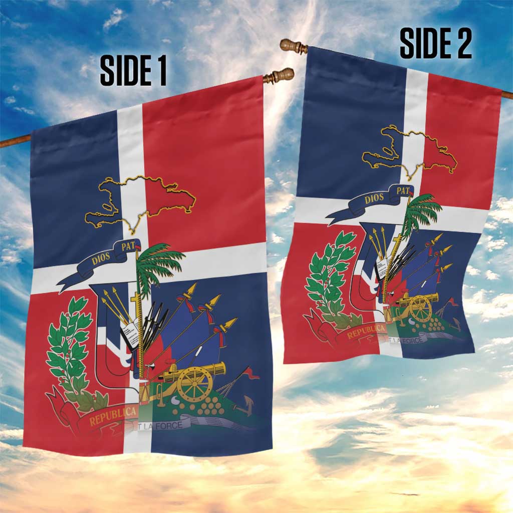 Hispaniola Map Garden Flag Dominican Republic Haiti Flag Together
