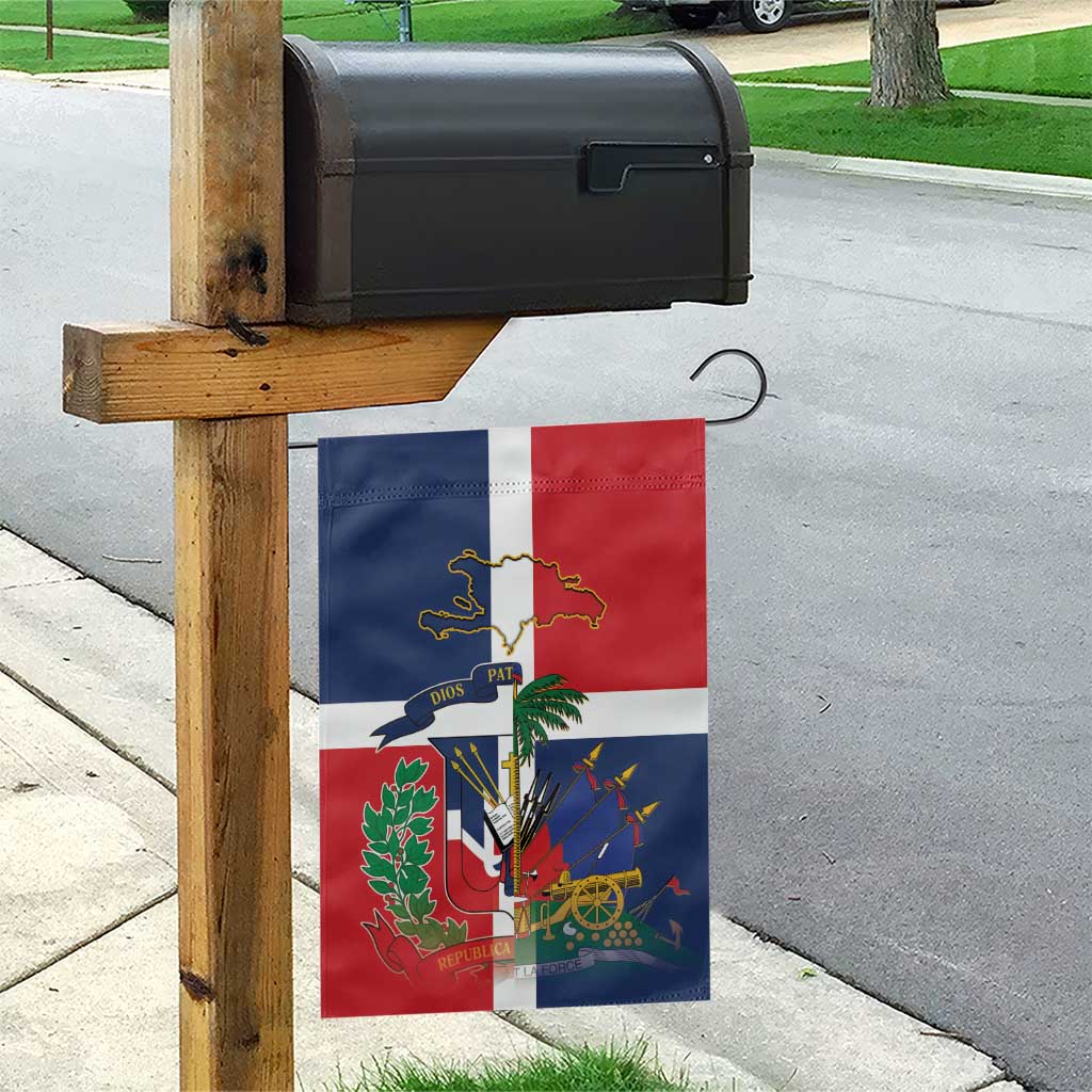 Hispaniola Map Garden Flag Dominican Republic Haiti Flag Together