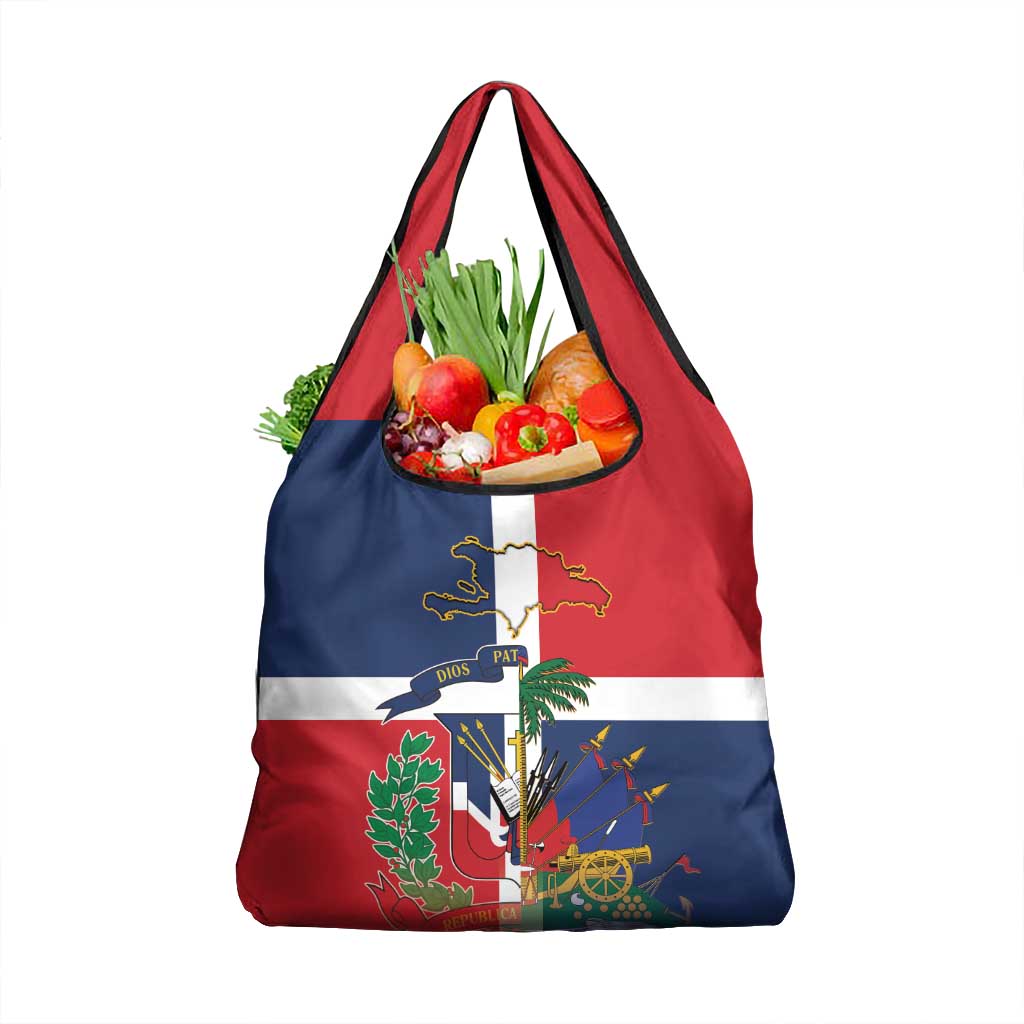 Hispaniola Map Grocery Bag Dominican Republic Haiti Flag Together
