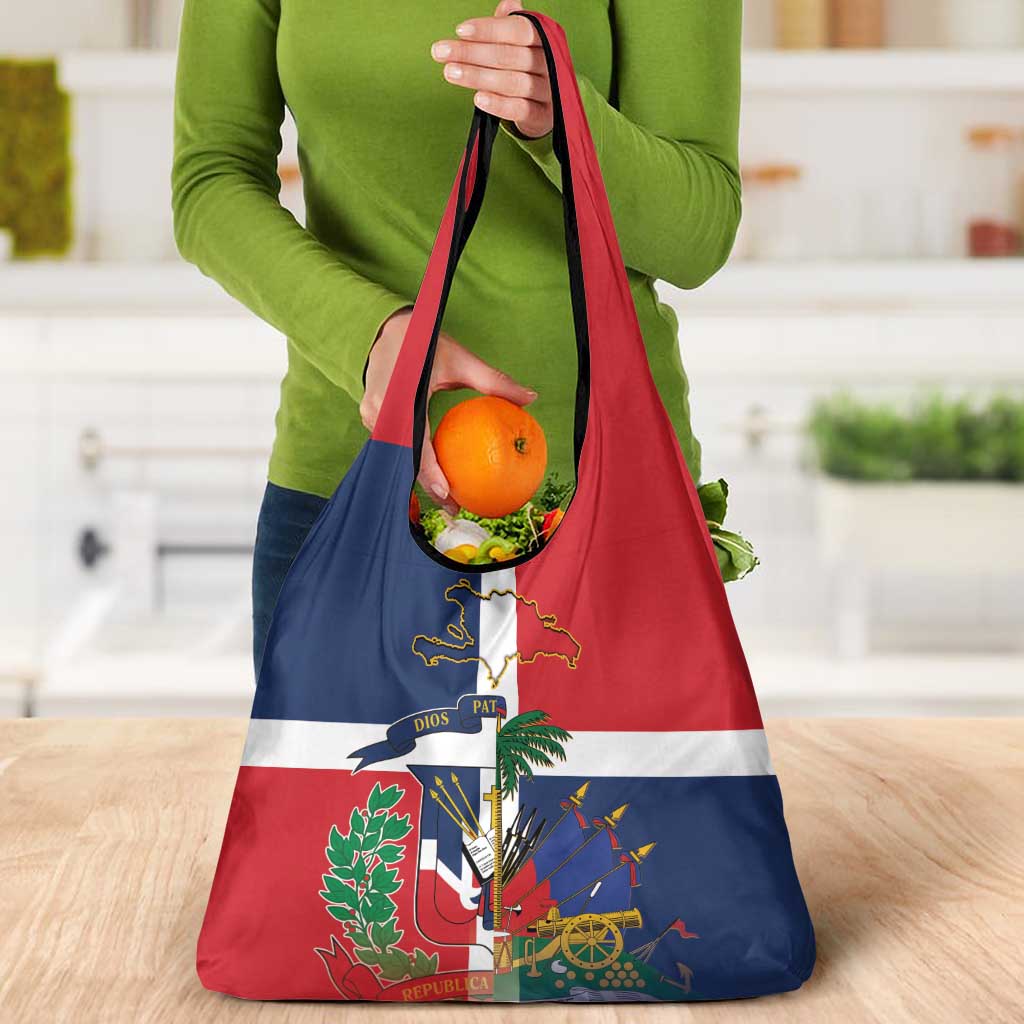 Hispaniola Map Grocery Bag Dominican Republic Haiti Flag Together