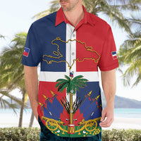 Hispaniola Map Hawaiian Shirt Dominican Republic Haiti Flag Together