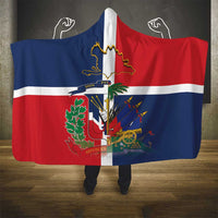 Hispaniola Map Hooded Blanket Dominican Republic Haiti Flag Together