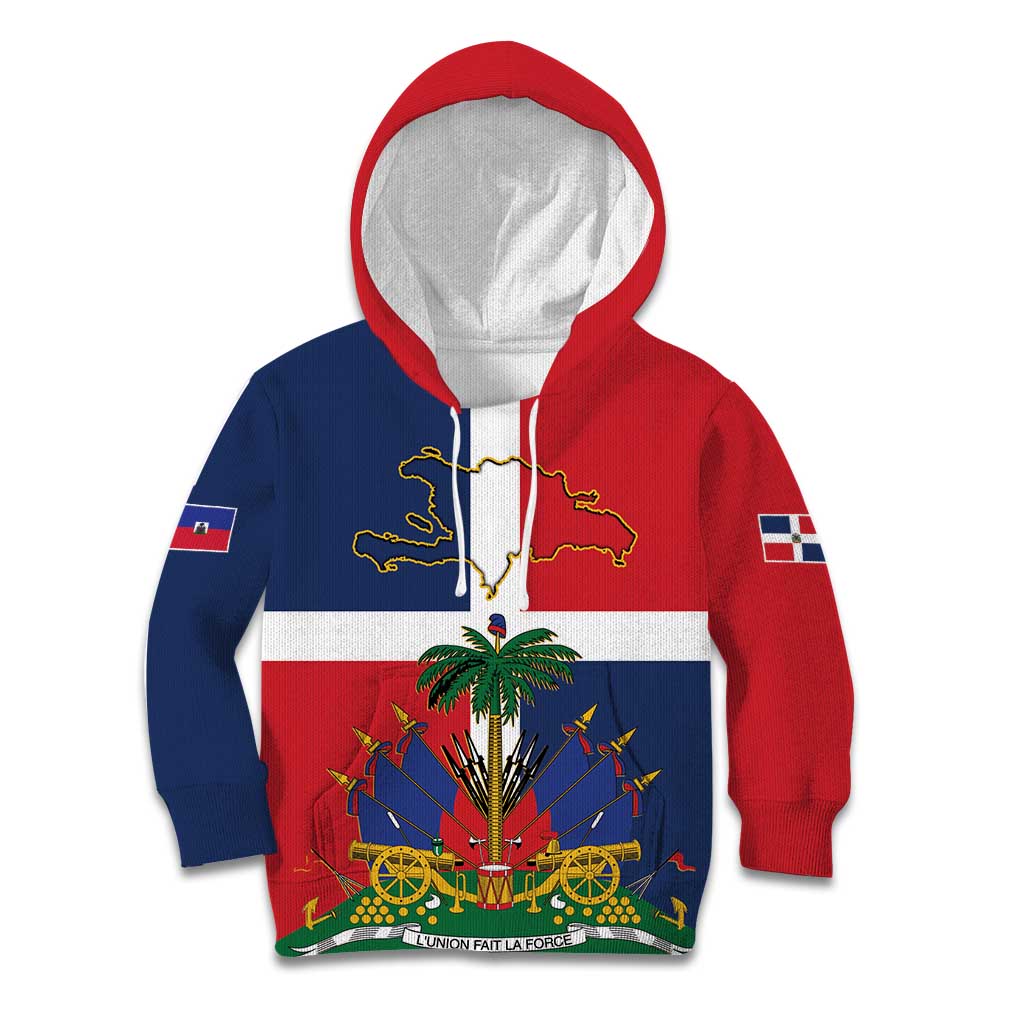 Hispaniola Map Kid Hoodie Dominican Republic Haiti Flag Together