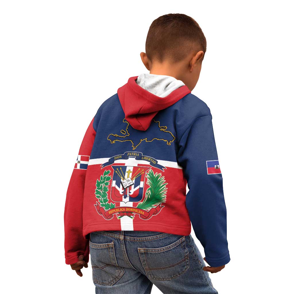 Hispaniola Map Kid Hoodie Dominican Republic Haiti Flag Together