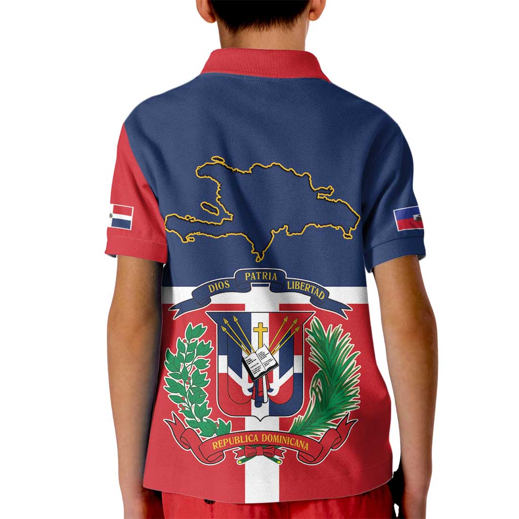 Hispaniola Map Kid Polo Shirt Dominican Republic Haiti Flag Together