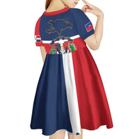 Hispaniola Map Kid Short Sleeve Dress Dominican Republic Haiti Flag Together