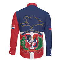 Hispaniola Map Long Sleeve Button Shirt Dominican Republic Haiti Flag Together