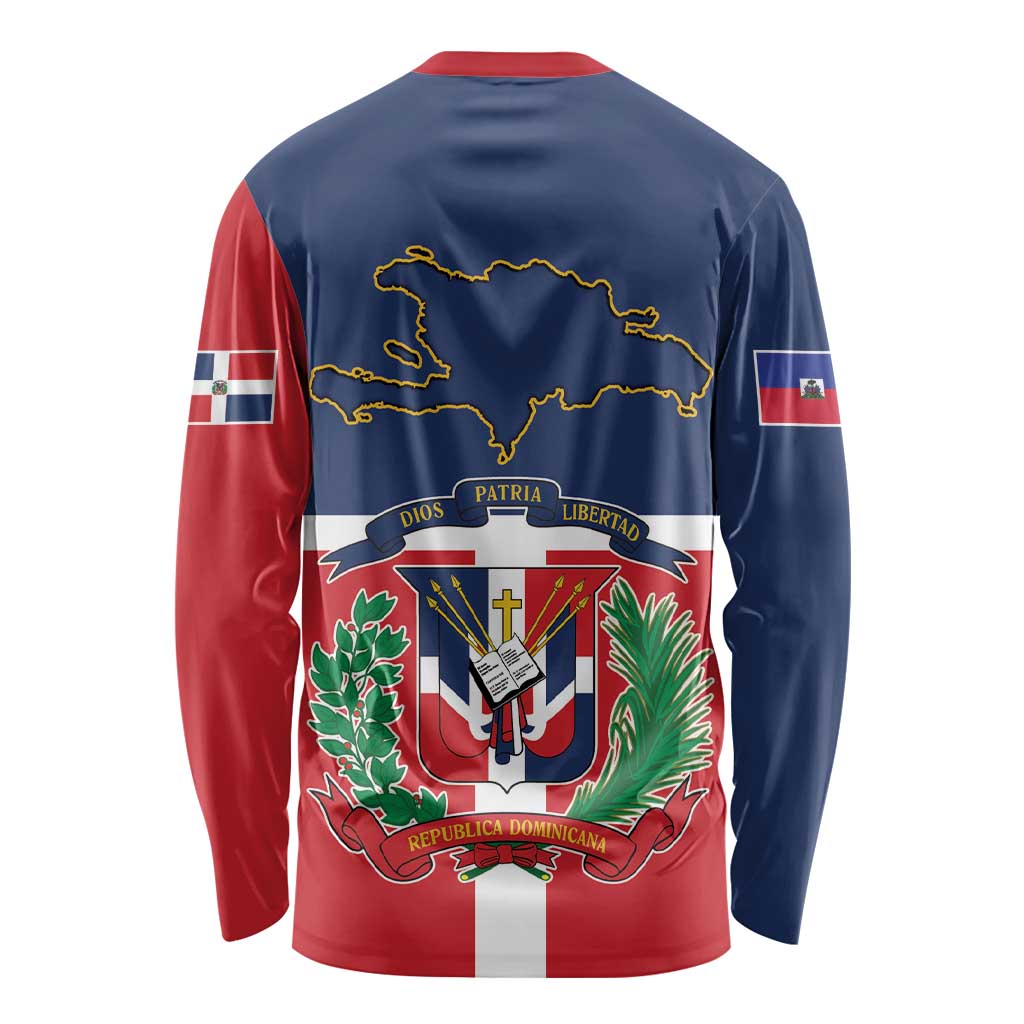 Hispaniola Map Long Sleeve Shirt Dominican Republic Haiti Flag Together