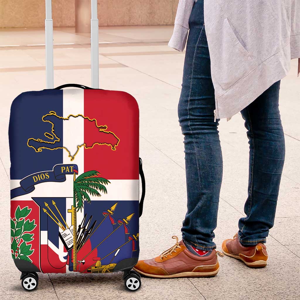 Hispaniola Map Luggage Cover Dominican Republic Haiti Flag Together