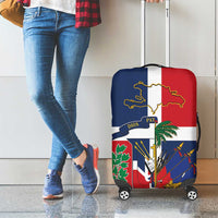 Hispaniola Map Luggage Cover Dominican Republic Haiti Flag Together