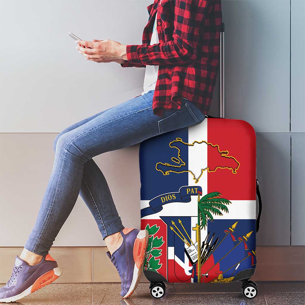 Hispaniola Map Luggage Cover Dominican Republic Haiti Flag Together