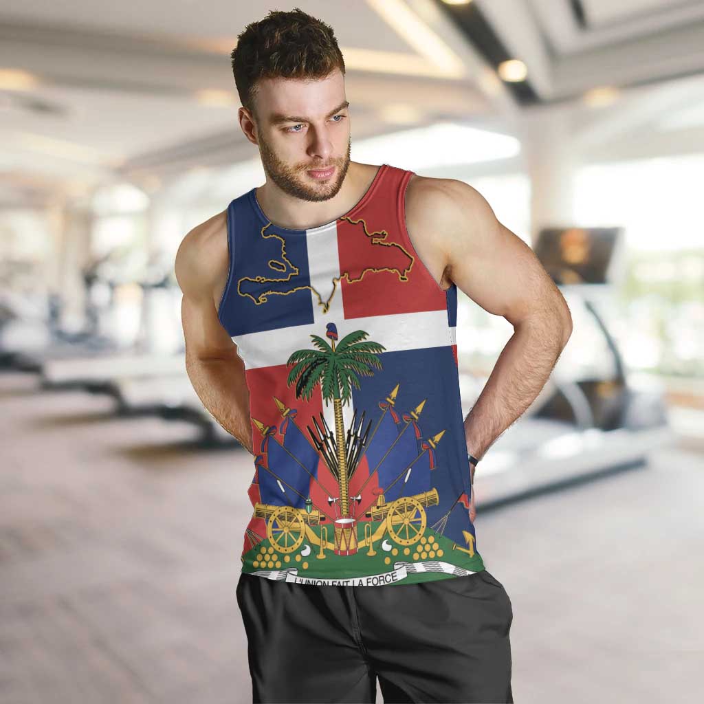Hispaniola Map Men Tank Top Dominican Republic Haiti Flag Together
