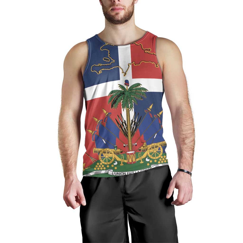 Hispaniola Map Men Tank Top Dominican Republic Haiti Flag Together