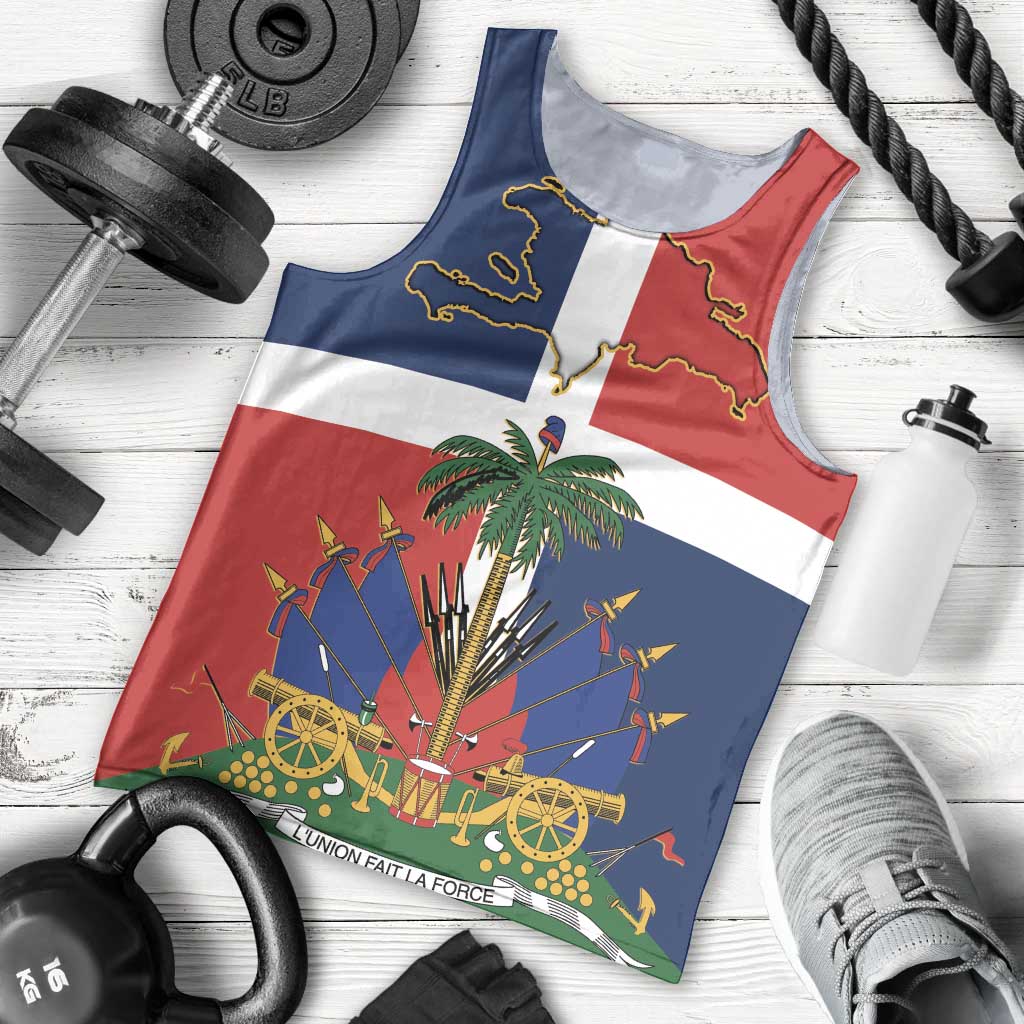 Hispaniola Map Men Tank Top Dominican Republic Haiti Flag Together