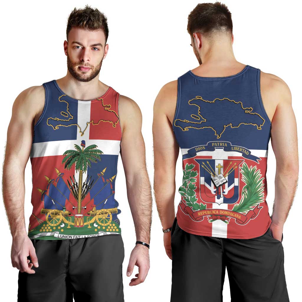 Hispaniola Map Men Tank Top Dominican Republic Haiti Flag Together