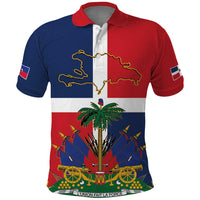 Hispaniola Map Polo Shirt Dominican Republic Haiti Flag Together