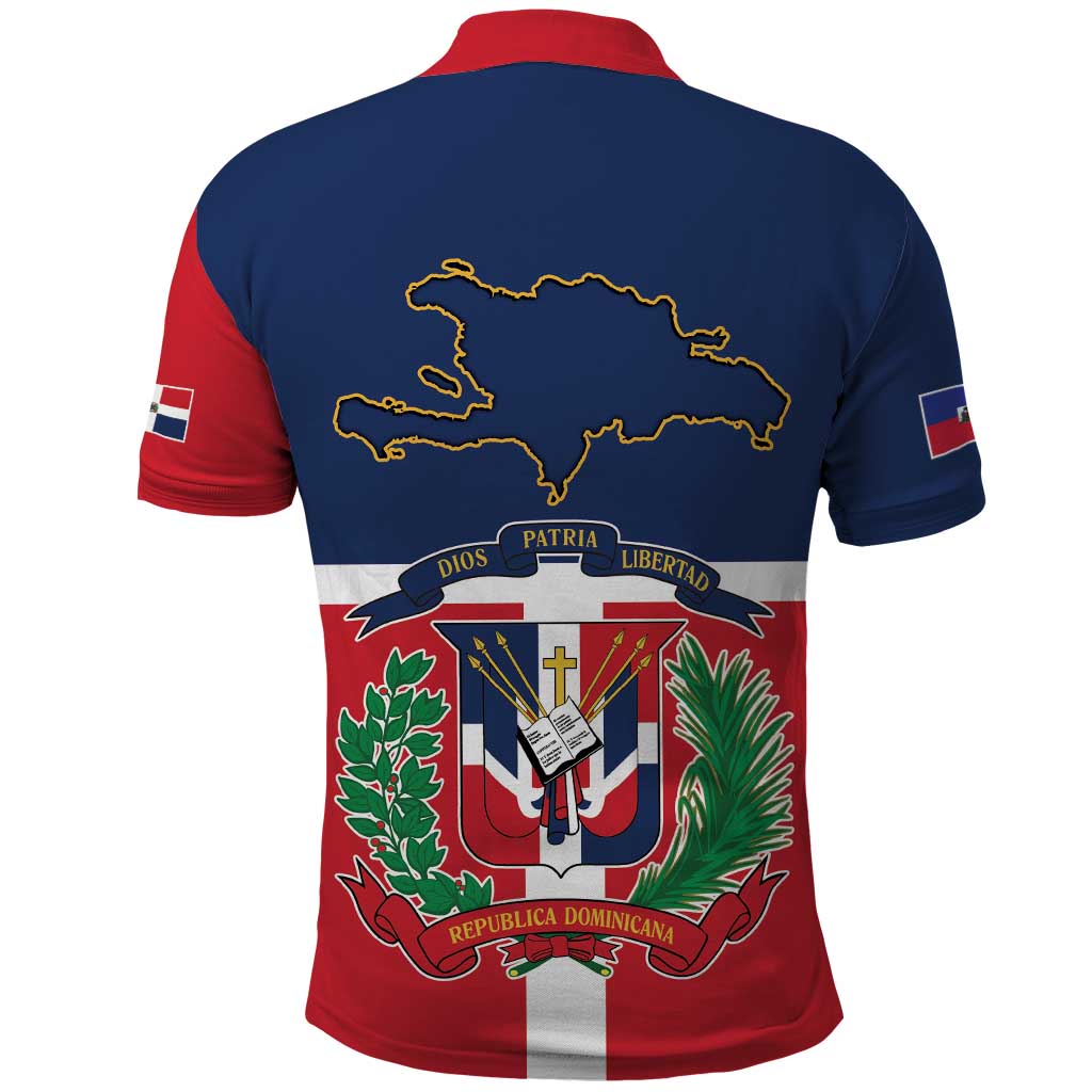 Hispaniola Map Polo Shirt Dominican Republic Haiti Flag Together