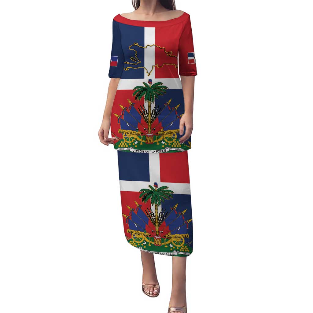 Hispaniola Map Puletasi Dominican Republic Haiti Flag Together