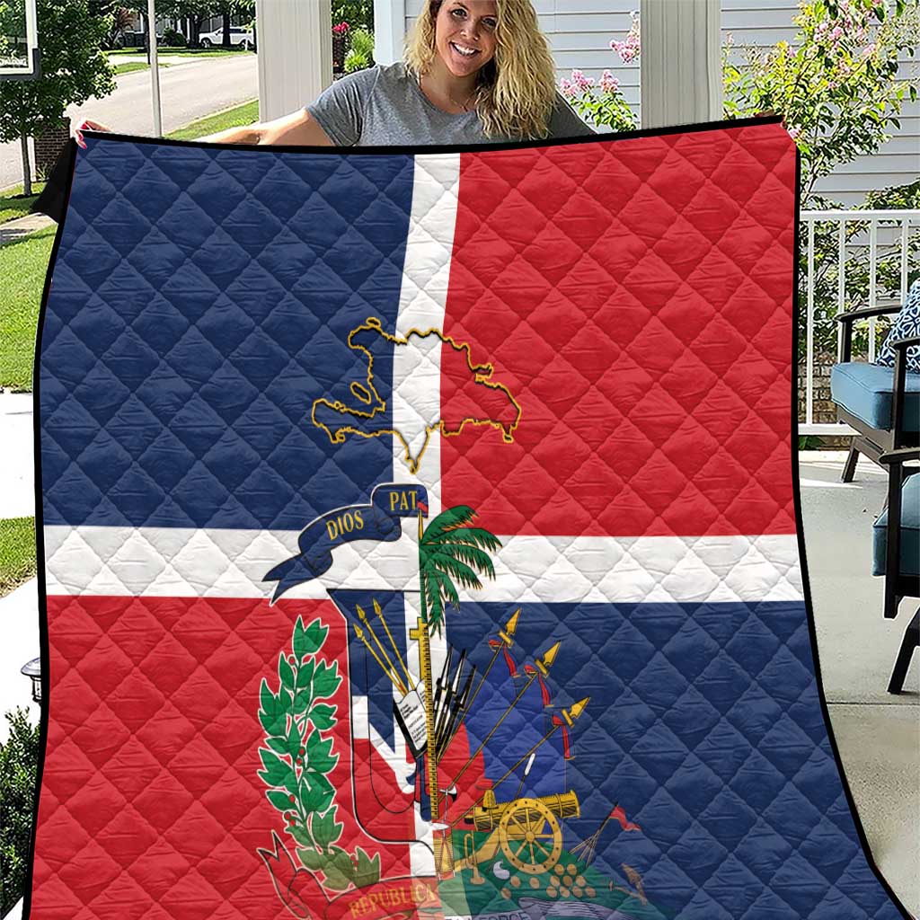 Hispaniola Map Quilt Dominican Republic Haiti Flag Together