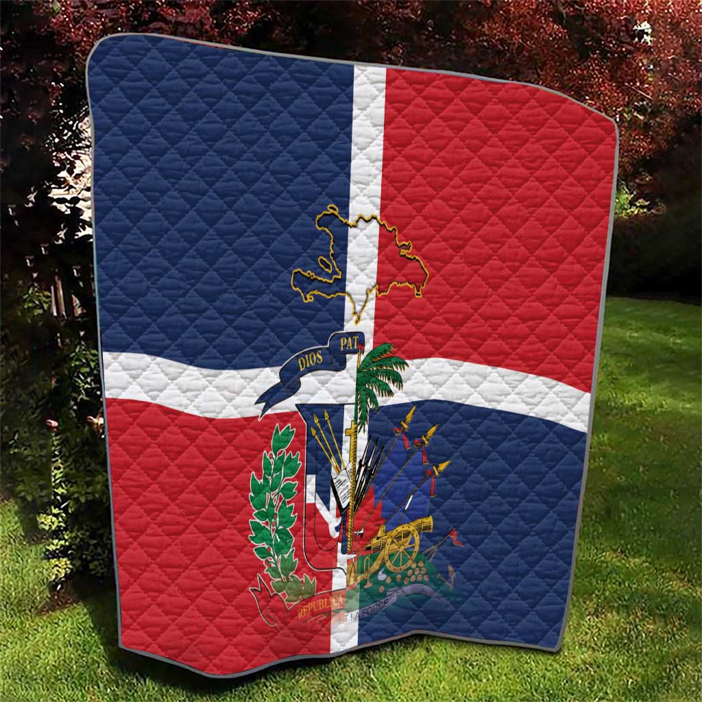Hispaniola Map Quilt Dominican Republic Haiti Flag Together
