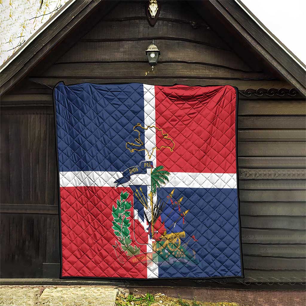 Hispaniola Map Quilt Dominican Republic Haiti Flag Together