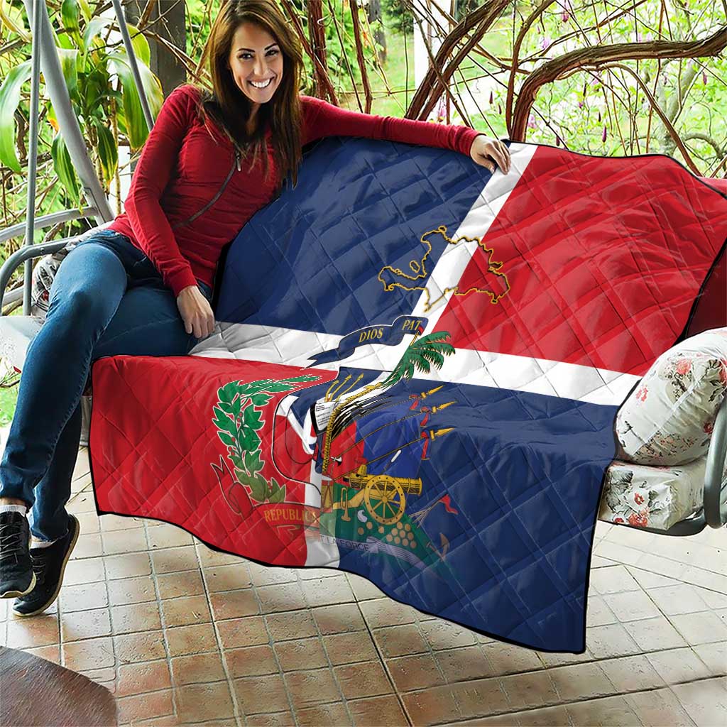 Hispaniola Map Quilt Dominican Republic Haiti Flag Together