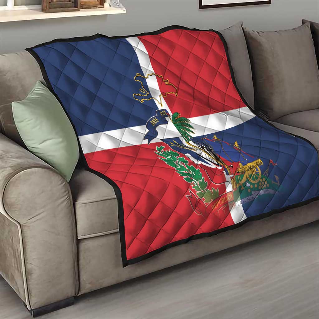 Hispaniola Map Quilt Dominican Republic Haiti Flag Together