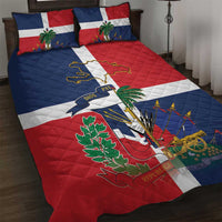 Hispaniola Map Quilt Bed Set Dominican Republic Haiti Flag Together