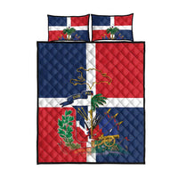 Hispaniola Map Quilt Bed Set Dominican Republic Haiti Flag Together