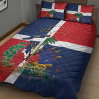 Hispaniola Map Quilt Bed Set Dominican Republic Haiti Flag Together