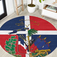 Hispaniola Map Round Carpet Dominican Republic Haiti Flag Together