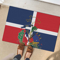 Hispaniola Map Rubber Doormat Dominican Republic Haiti Flag Together