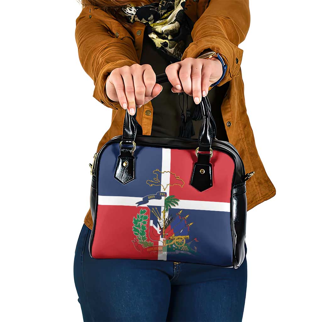 Hispaniola Map Shoulder Handbag Dominican Republic Haiti Flag Together