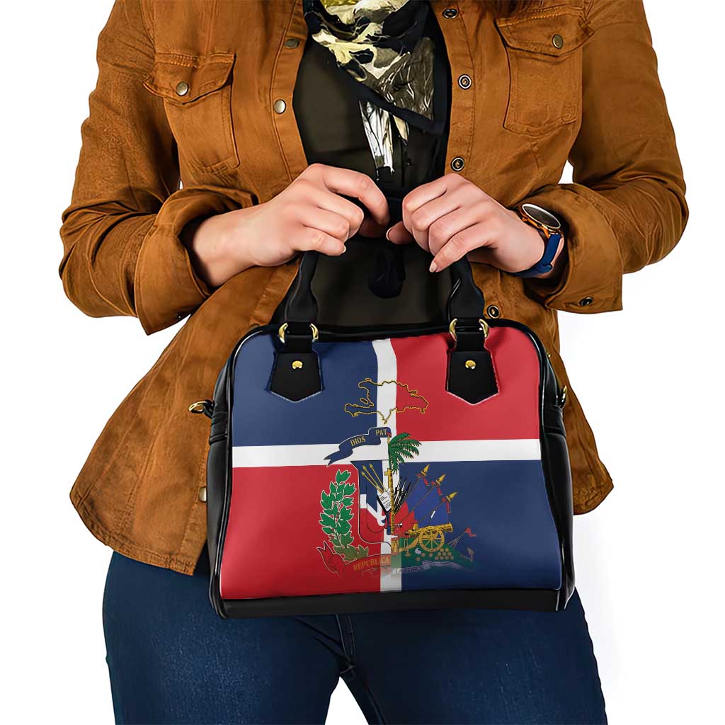 Hispaniola Map Shoulder Handbag Dominican Republic Haiti Flag Together