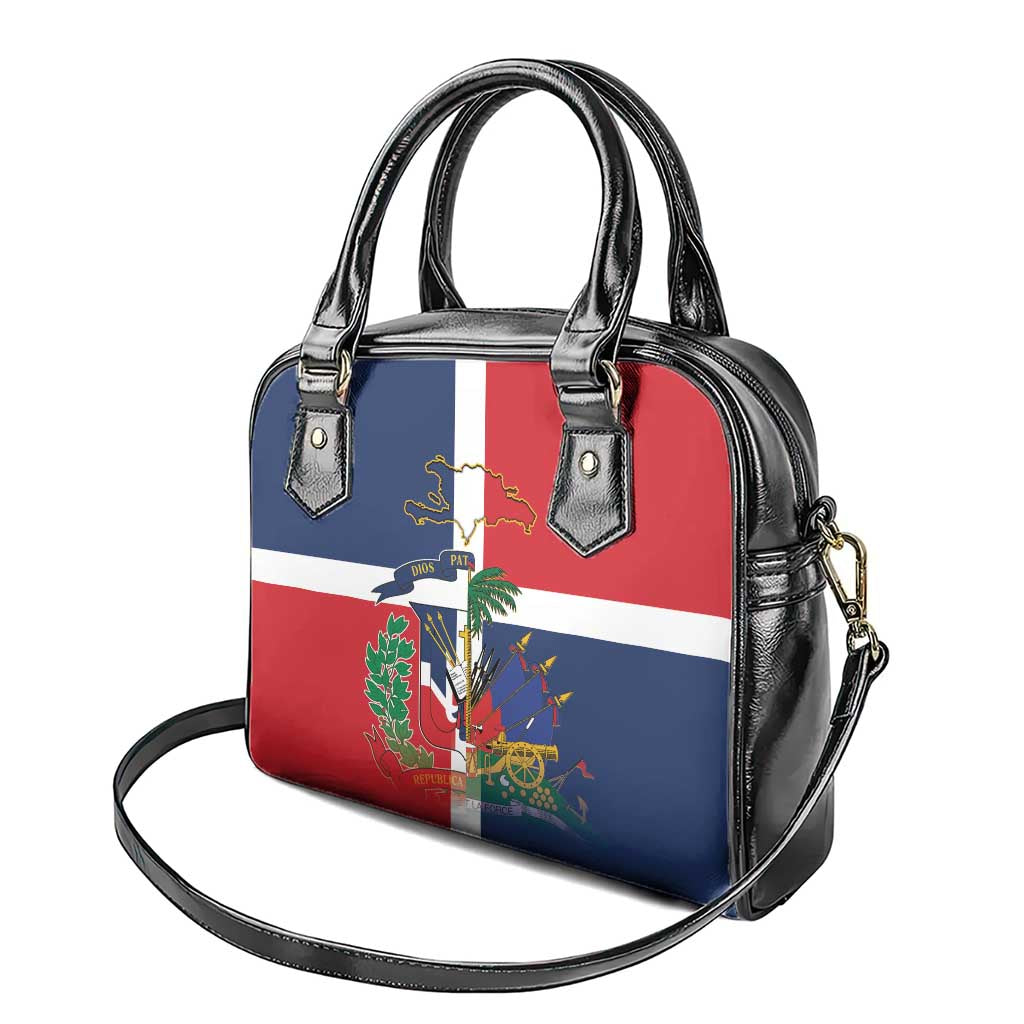 Hispaniola Map Shoulder Handbag Dominican Republic Haiti Flag Together