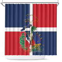 Hispaniola Map Shower Curtain Dominican Republic Haiti Flag Together