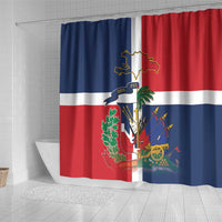 Hispaniola Map Shower Curtain Dominican Republic Haiti Flag Together
