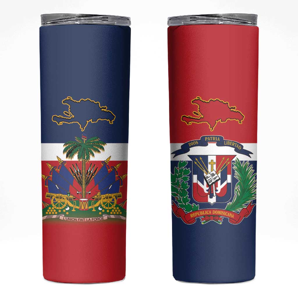 Hispaniola Map Skinny Tumbler Dominican Republic Haiti Flag Together