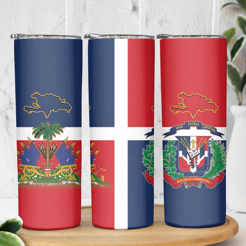 Hispaniola Map Skinny Tumbler Dominican Republic Haiti Flag Together