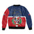 Hispaniola Map Sleeve Zip Bomber Jacket Dominican Republic Haiti Flag Together