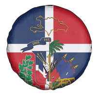 Hispaniola Map Spare Tire Cover Dominican Republic Haiti Flag Together