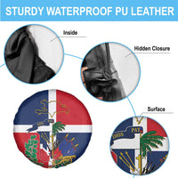 Hispaniola Map Spare Tire Cover Dominican Republic Haiti Flag Together