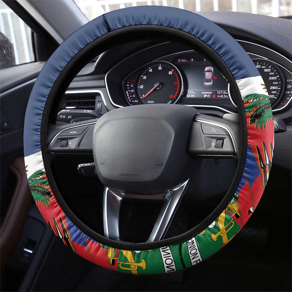 Hispaniola Map Steering Wheel Cover Dominican Republic Haiti Flag Together