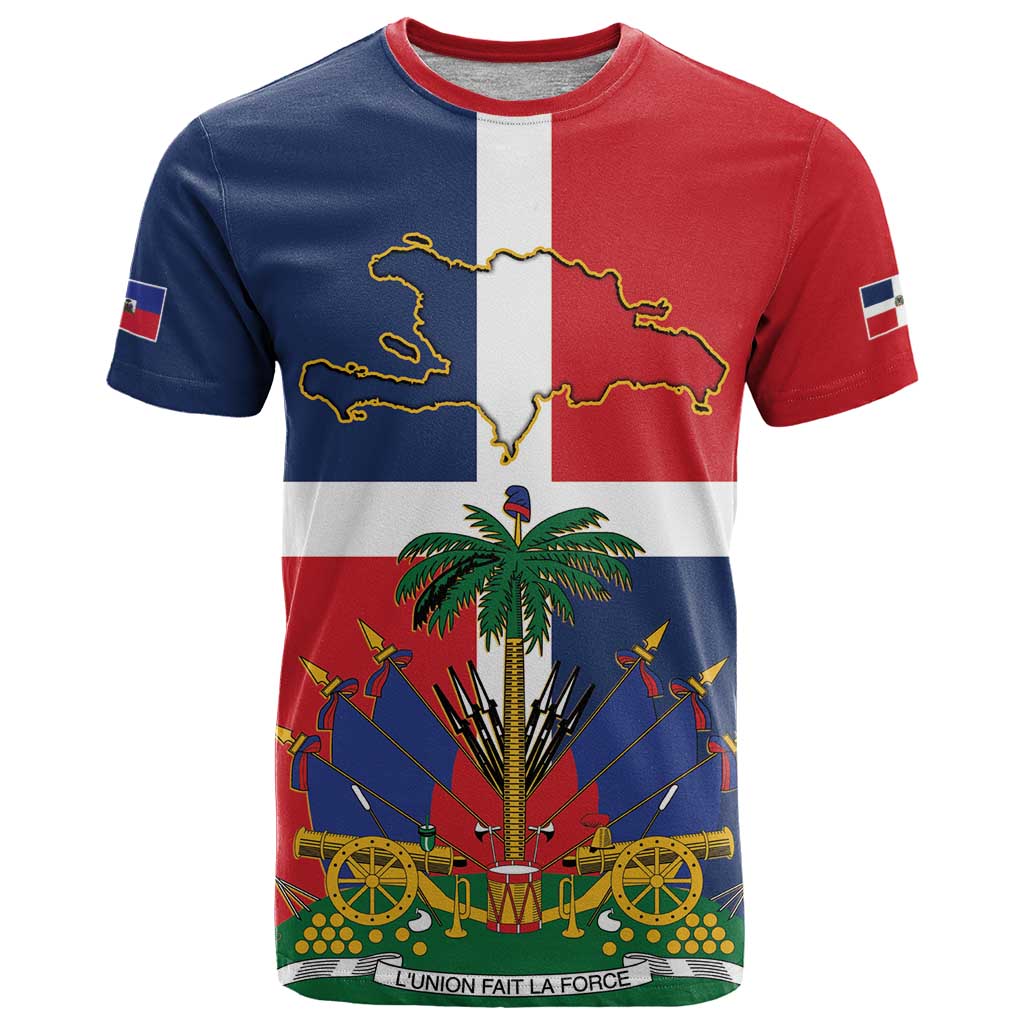 Hispaniola Map T Shirt Dominican Republic Haiti Flag Together