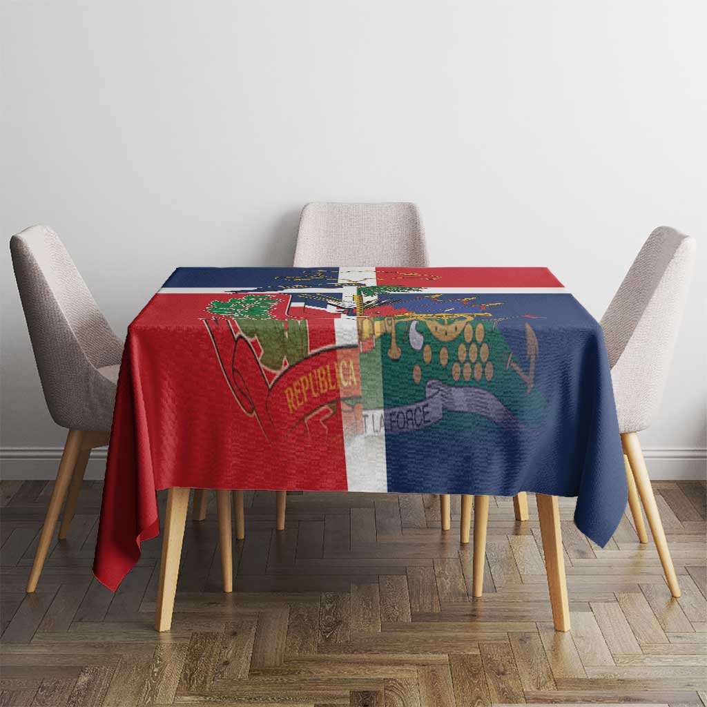 Hispaniola Map Tablecloth Dominican Republic Haiti Flag Together