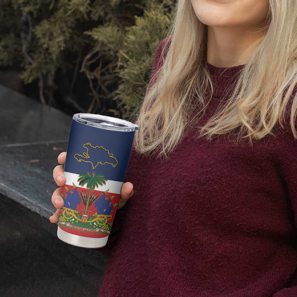 Hispaniola Map Tumbler Cup Dominican Republic Haiti Flag Together